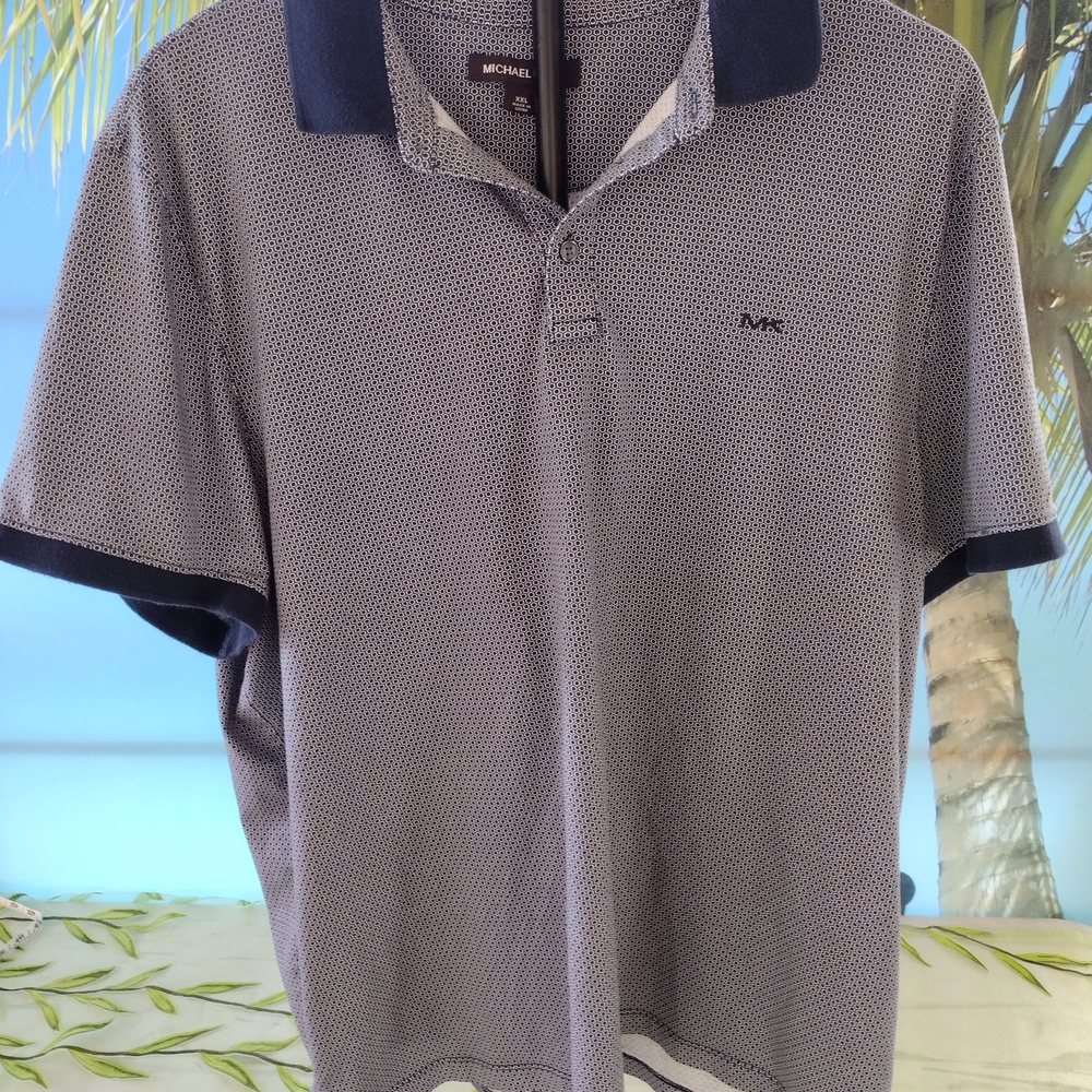 Michael Kors Gray And Blue Polo Shirt Classic Design XXL